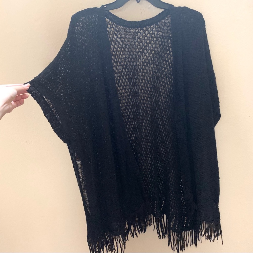 Black Knit Kimono Wrap - Picture 2 of 3